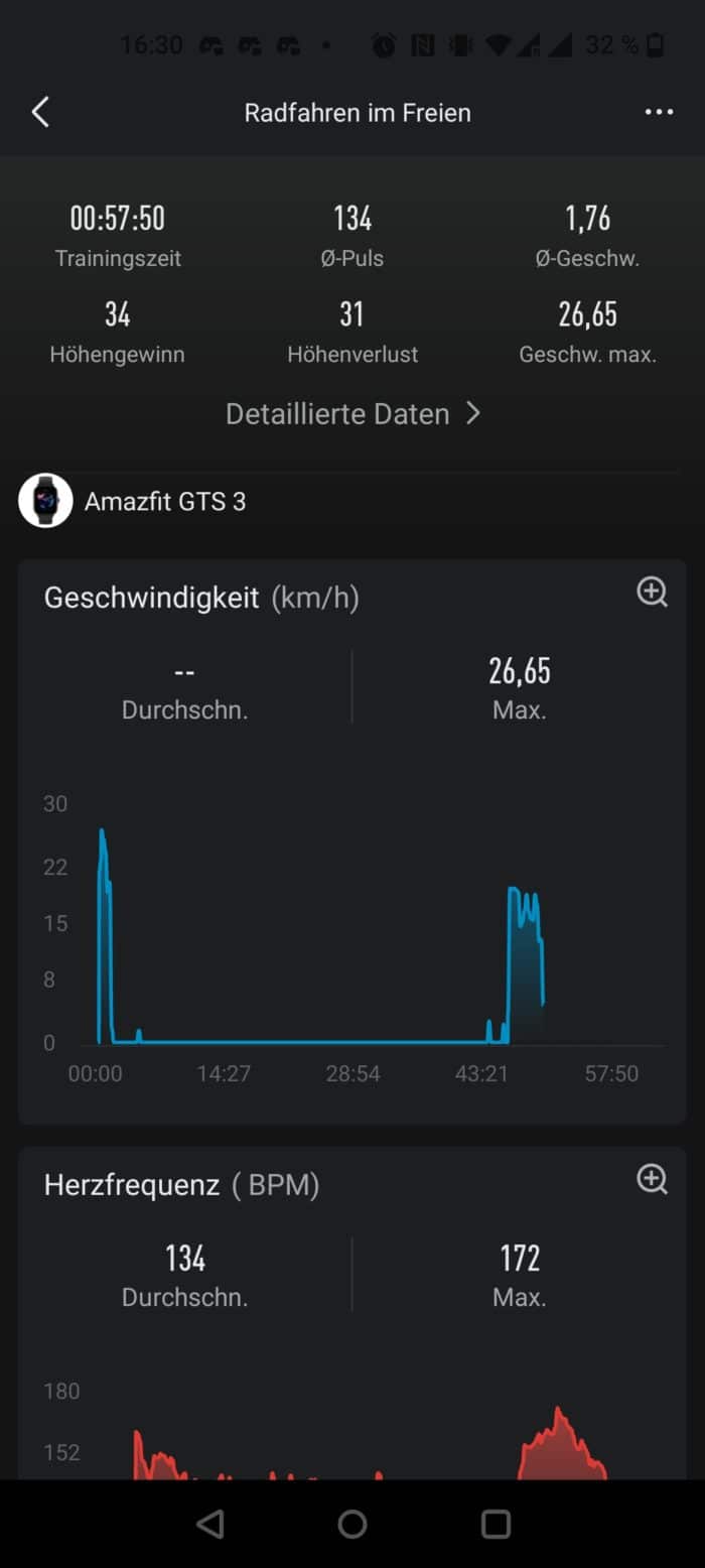 Amazfit GTS 3 Smartwatch Trainingseinheit