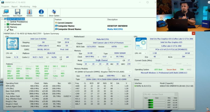 Geekom mini IT8  verbaute Hardware Überblick