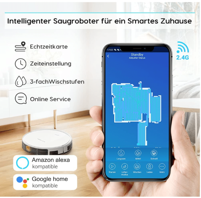 Tesvor X500 pro Saug-Wischroboter App und Smarthome Einbindung