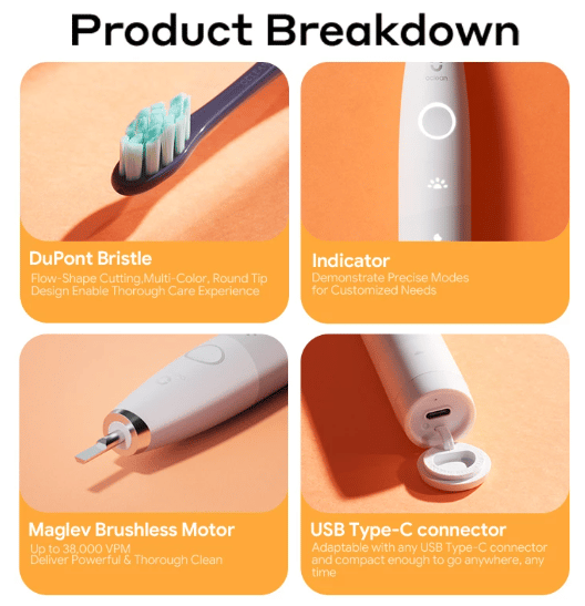 Oclean Flow Zahnbürste laden per USB-C