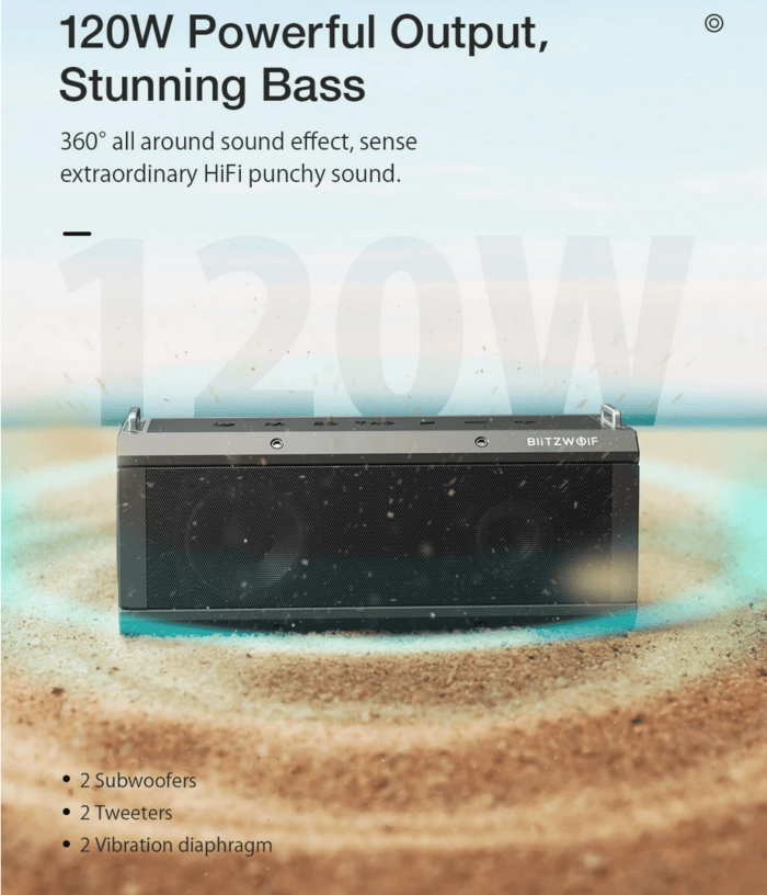 BlitzWolf BW-WA3 Pro 120 W Bluetooth Lautsprecher Bass