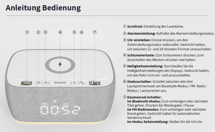 EZVALO Smart Wecker Bedienung