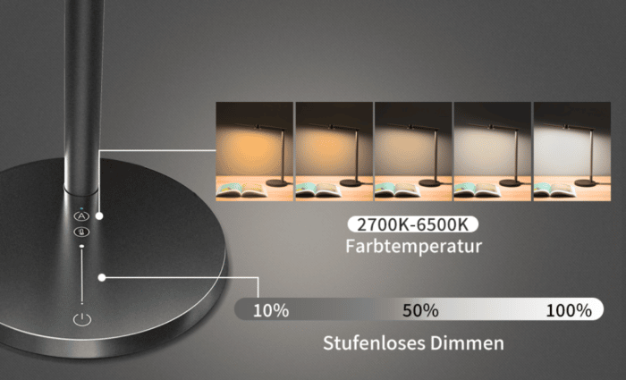 EZVALO Smart Schreibtischlampe Licht dimmbar