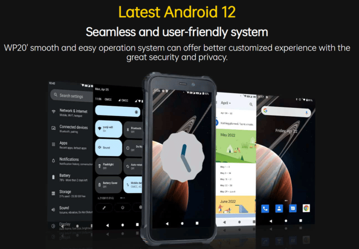 OUKITEL WP20 Android 12 operating system