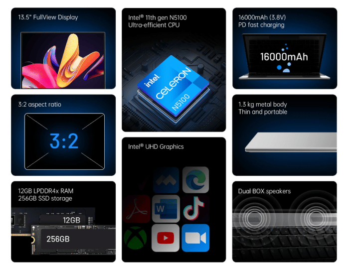 ALLDOCUBE GTBook13 Notebook Specs im überblick