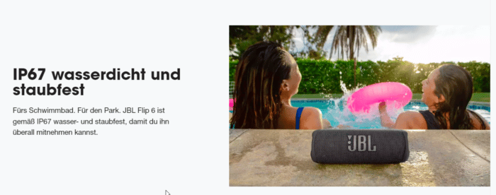 JBL Flip 6 Bluetooth Lautsprecher IP67 Wasserdicht