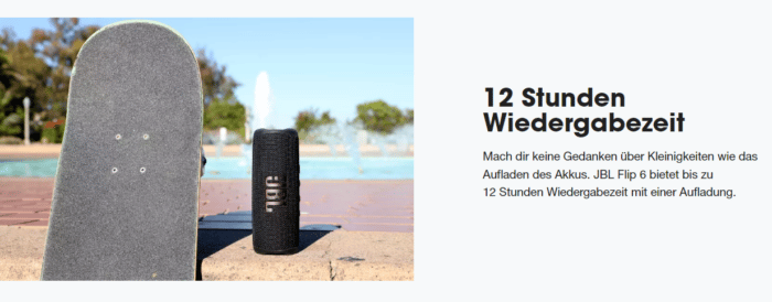 JBL Flip 6 Bluetooth Lautsprecher Akkulaufzeit