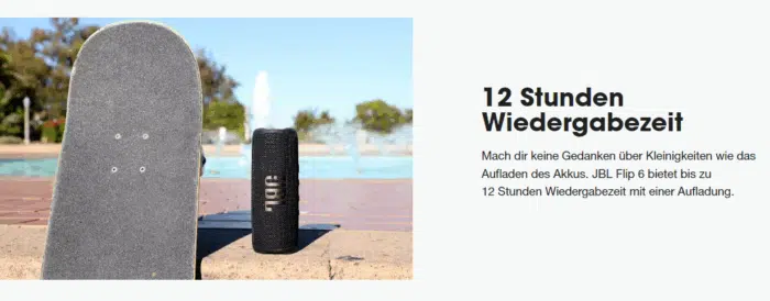 JBL Flip 6 Bluetooth Lautsprecher Akkulaufzeit