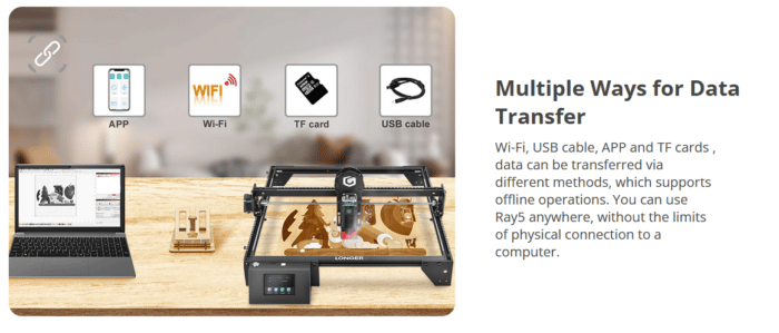 Longer Ray5 10W Laser-Engraver Verbindungsmöglichkeiten