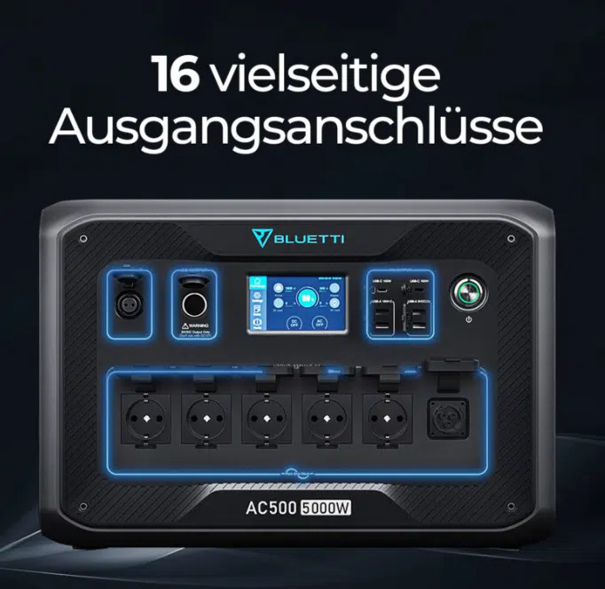 Bluetti AC500 Powerstation 16 Ausgangsanschlüsse