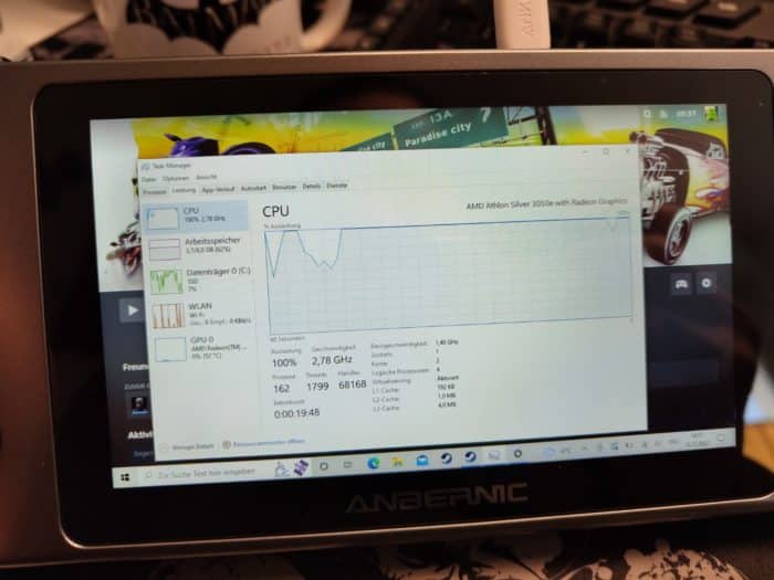 ANBERNIC Win600 Handheld Auslastung SOC