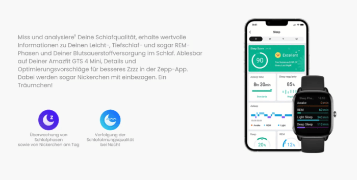 Amazfit GTS 4 Mini berücksichtigt sogar Nickerchen