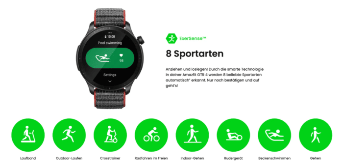 Amazfit GTR 4 erkennt 8 Sportarten automatisch