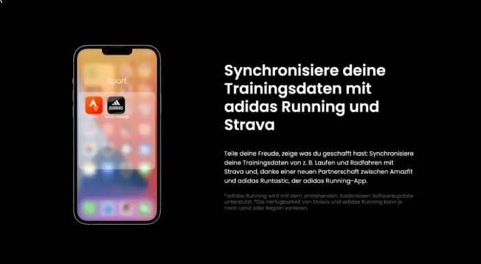 Amazfit GTR 4 auch mit Adidas Running und Strava synchronisierbar