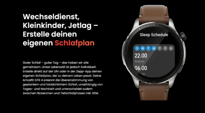 Amazfit GTR 4 eigenen Schlafplan erstellen (Schichtarabeiter)