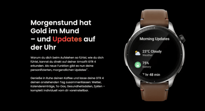 Amazfit GTR 4 Morgenstund hat Gold im Mund