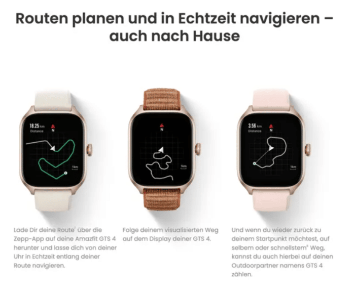 Amazfit GTS 4 Routenplanung und BackTracking