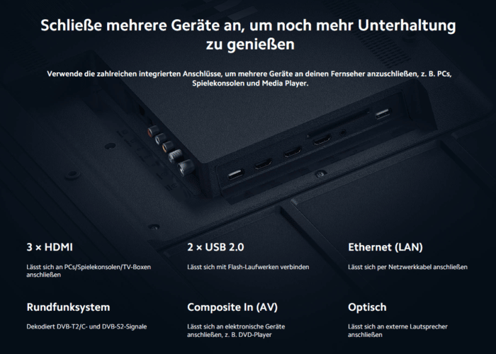 Xiaomi Mi TV P1 Anschlüsse Rückseite