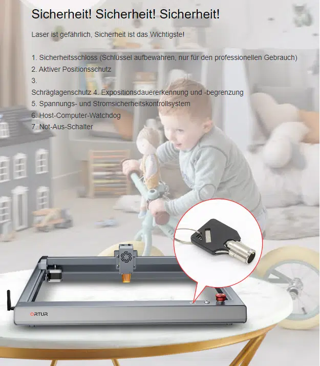 ORTUR Laser Master 3 Sicherheitsvorkehrungen
