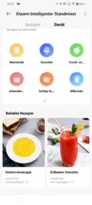 Xiaomi Smart Blender Rezepte auch über die App einfach starten