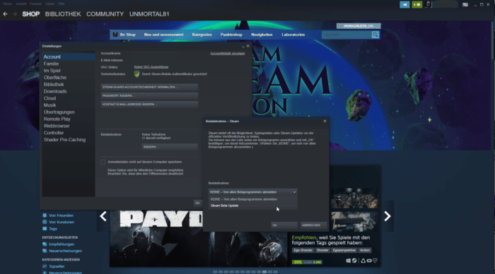 Offizielles Steam Deck UI auf dem PC Beta Updates aktivieren