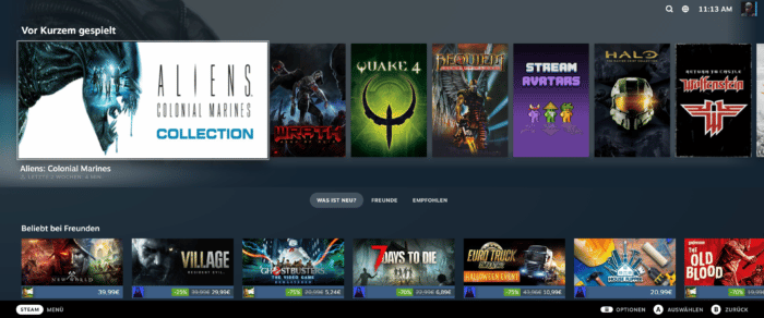 Offizielles Steam Deck UI auf dem PC Frontend