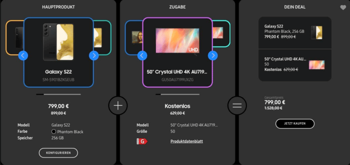 Samsung black week Bundle zusammenstellen