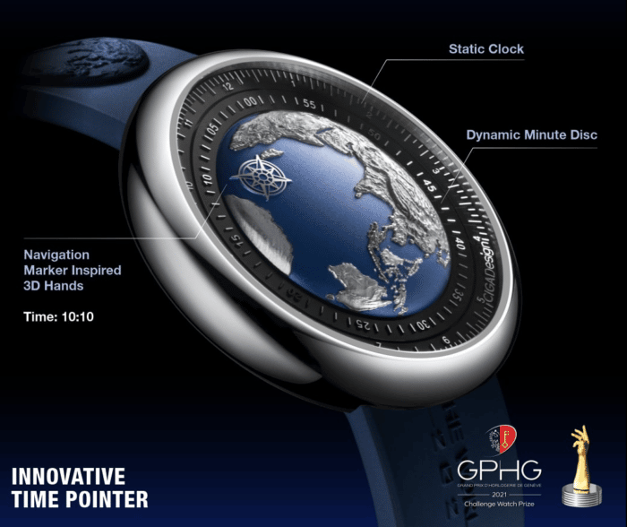 CIGA Design Mechanical Watch Series U Blue Planet asynchrones Ziffernblatt