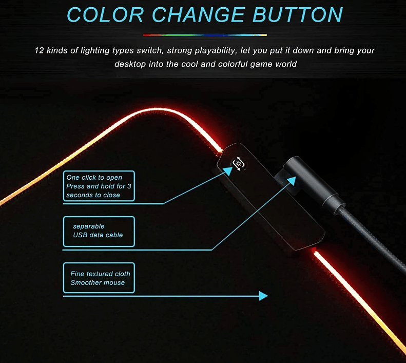 Naispanda LED RGB personalisierbares Mauspad USB-Anschluss