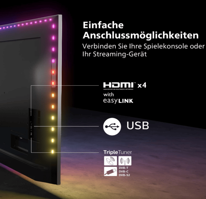 Philips OLED707/12 Ambilight TV Anschlüsse & Ambilight