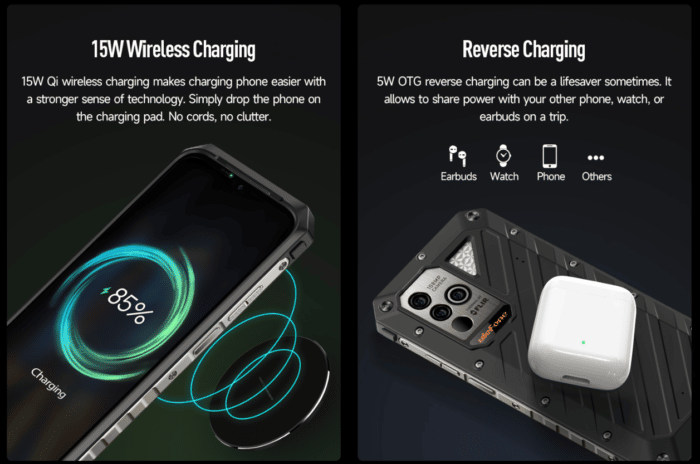 Ulefone Power Armor 18T kabellos und revere charging Laden