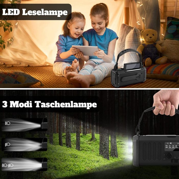 Solar Radio Mit LED-Leselampe und Ablend- und Fernlicht