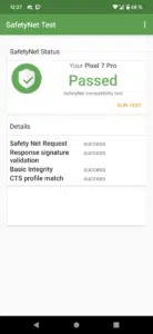 Goolge Pixel 7 Pro  SafetyNet Status
