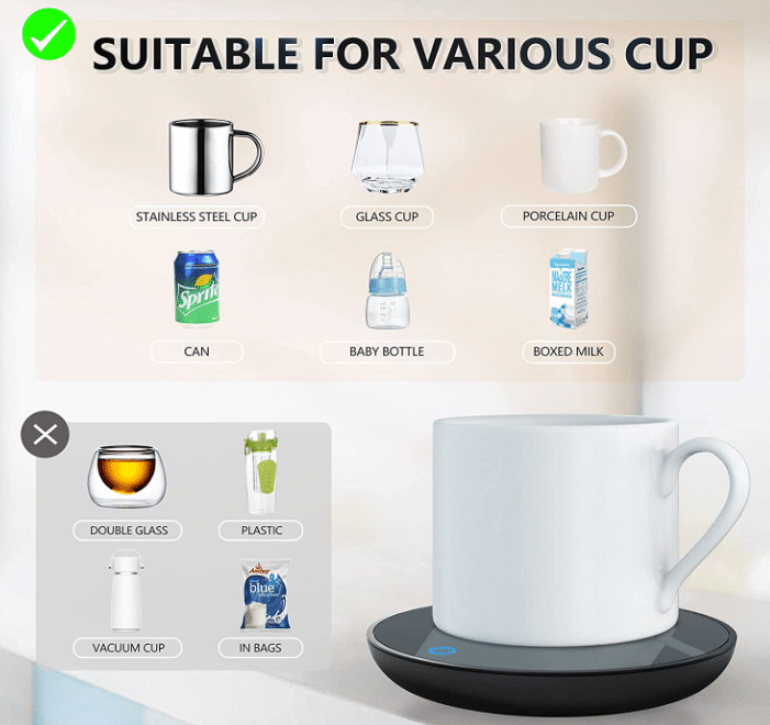 Elektrischer Kaffeewärmer verschiedene Tassen und Behäter