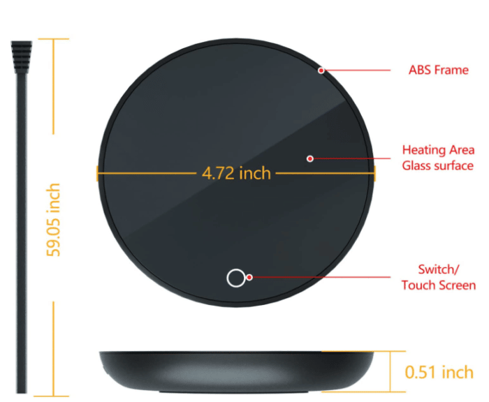 Electric coffee warmer dimensions