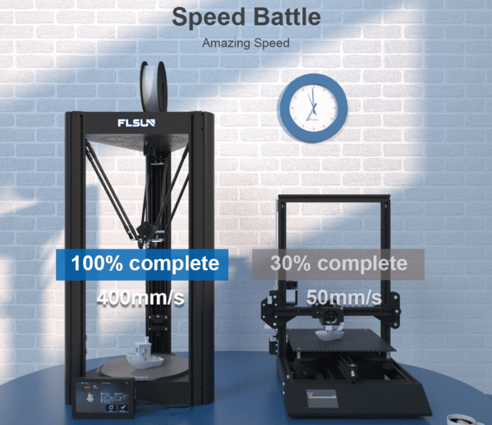 FLSUN V400 Delta Drucker Geschwindigkeitsvergleich