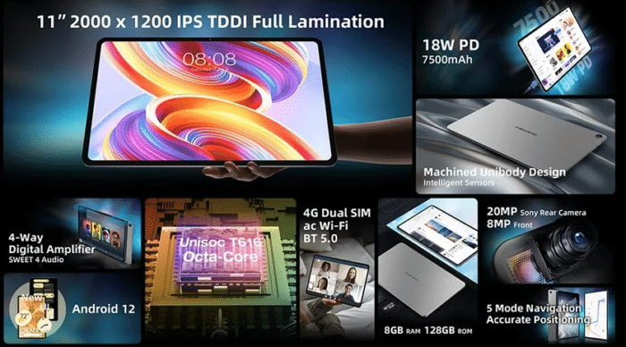 Teclast T50 2022 Version technische Spezifikationen