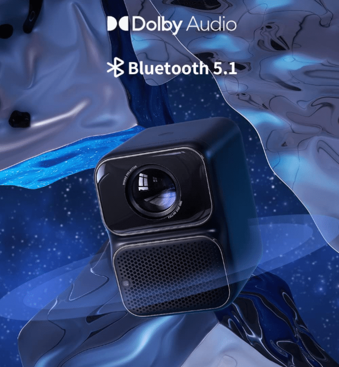 Wanbo TT portable full HD projector, stereo speakers and Dolby Atmos