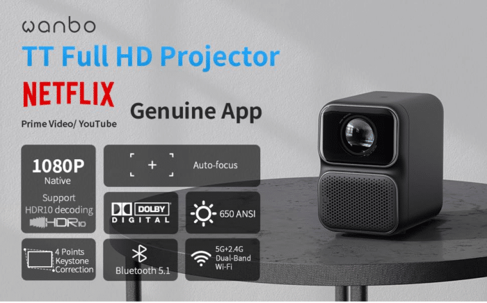 Wanbo TT portable full HD projector features