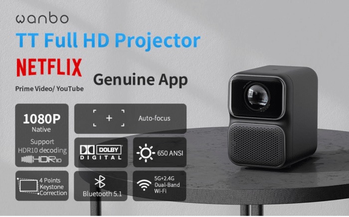 Wanbo TT portabler Full-HD Projektor Features