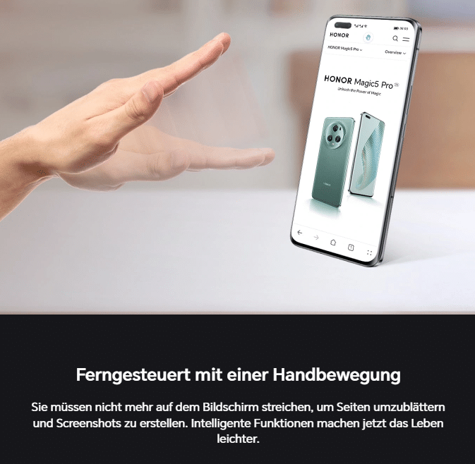 HONOR Magic 5 Pro control by hand movement