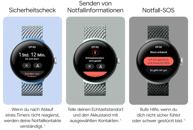 Google Pixel Watch 2 Sicherheitsfunktionen