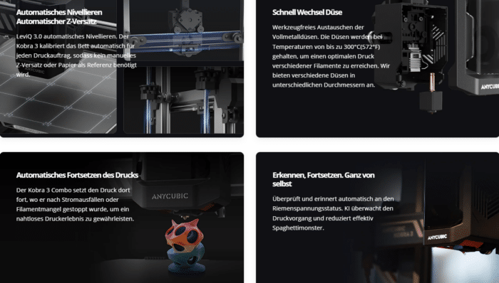 Anycubic Kobra 3 Combo Features