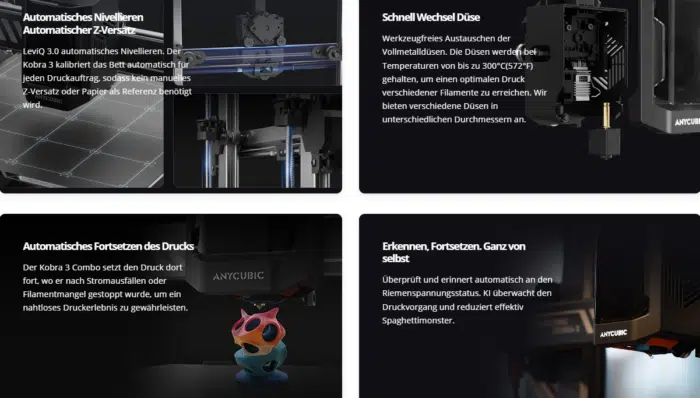 Anycubic Kobra 3 Combo Features