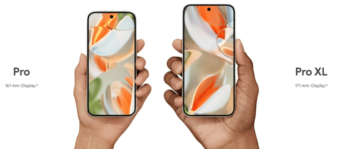 Pixel 9 Pro / XL Vergleich der Größe in der Hand