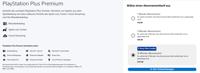 Playstation Plus Premium Abonnement
