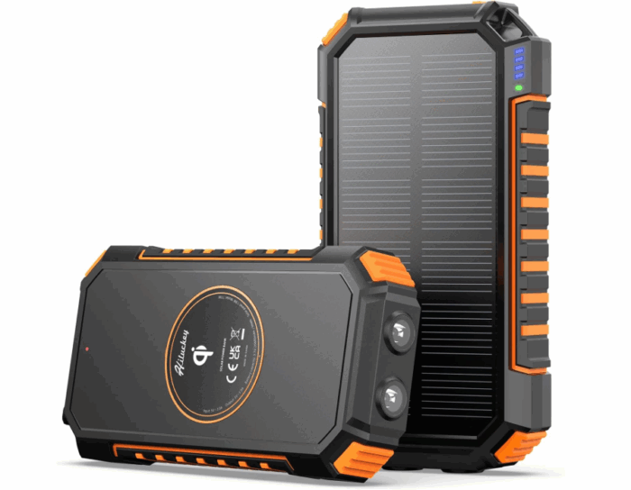 Hiluckey Wireless Solar Powerbank 26800mAh Wasserdichtes Solar