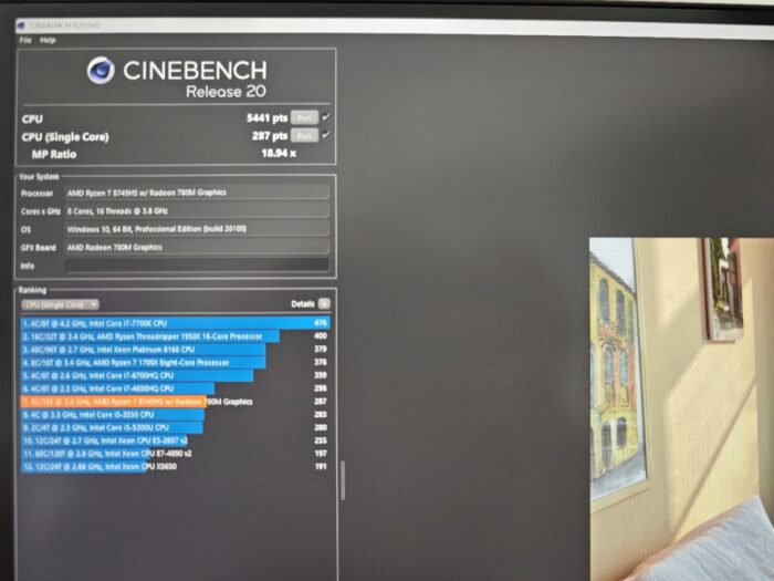 NiPoGi AM21 Mini PC Cinebench20
