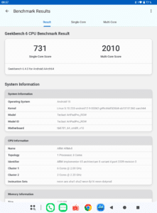Teclast Artpad Pro Geekbench Benchmark