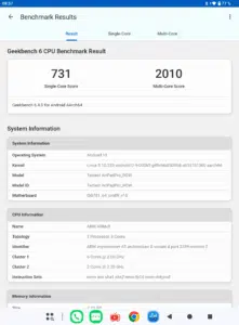 Teclast Artpad Pro Geekbench Benchmark